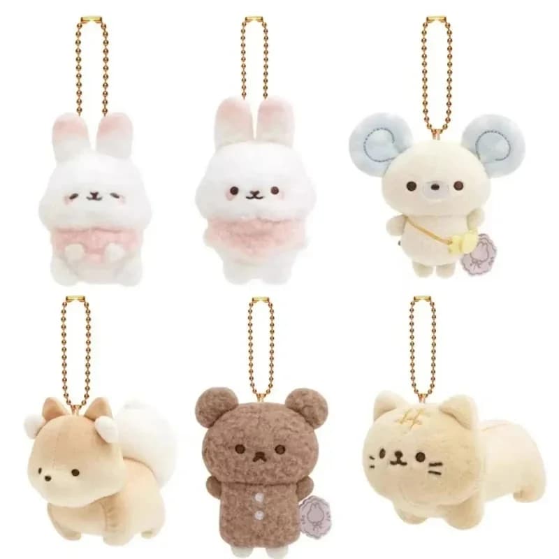 Kawaii Animal Rilakkuma Plush Keychain Cotton Rabbit Mouse Bag Pendant Kawaii Fox Cat Soft Stuffed Accessories For gril Gift