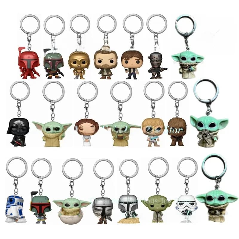 29 styles FUNKO Keychains Star wars Baby Yoda Keychain Toy Boba Feit ig-11 the Mandalorian Darth Vader Stromtrooper Keyrings
