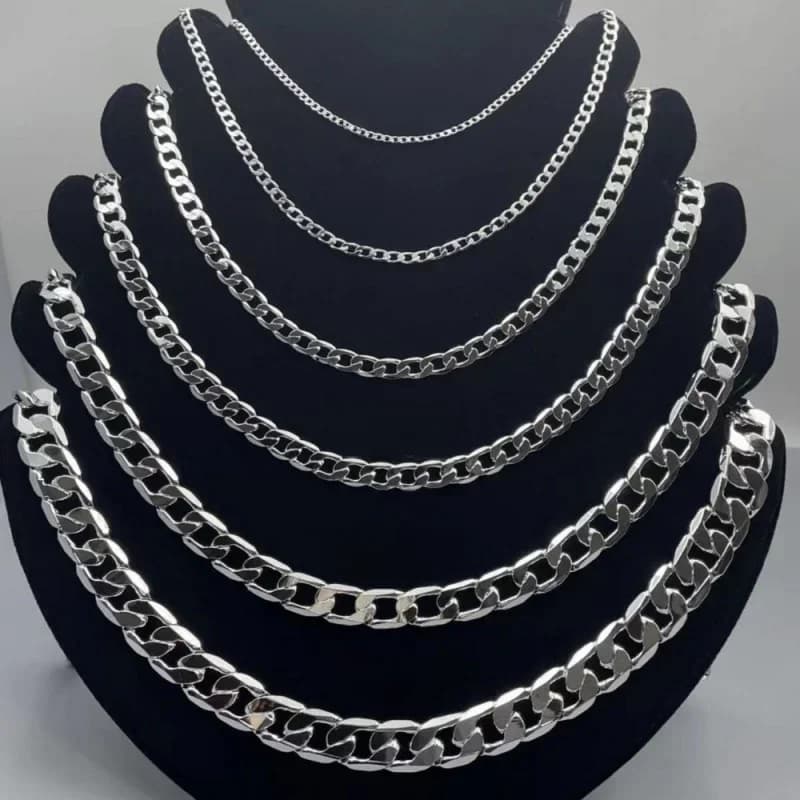 Men's 925 Sterling Silver Necklace 2/4/6/8/10/12MM 40-75cm Face Chain Necklace Lobster Clasp Men Women Engagement Jewelry Gifts
