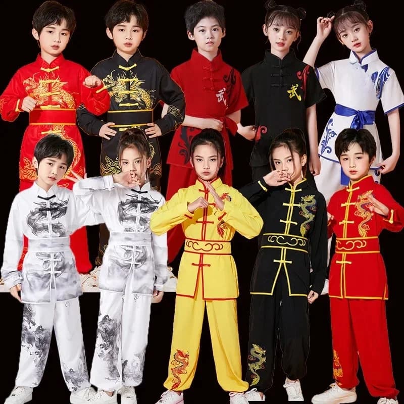 Kung Fu Martial Arts Costumes 2 Piece Set Perform Boy Tai Chi Uniform Children's Sets Outfit Kids Clothes Girls Wushu Baby Suit