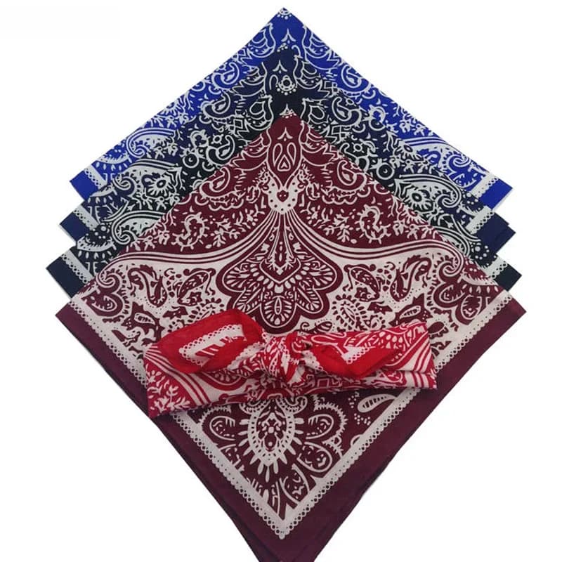 58*58cm Fashion Women Foulard Hip Hop Cotton Bandana Square Cashew Scarf Headband Unisex Black Red Paisley High Quality