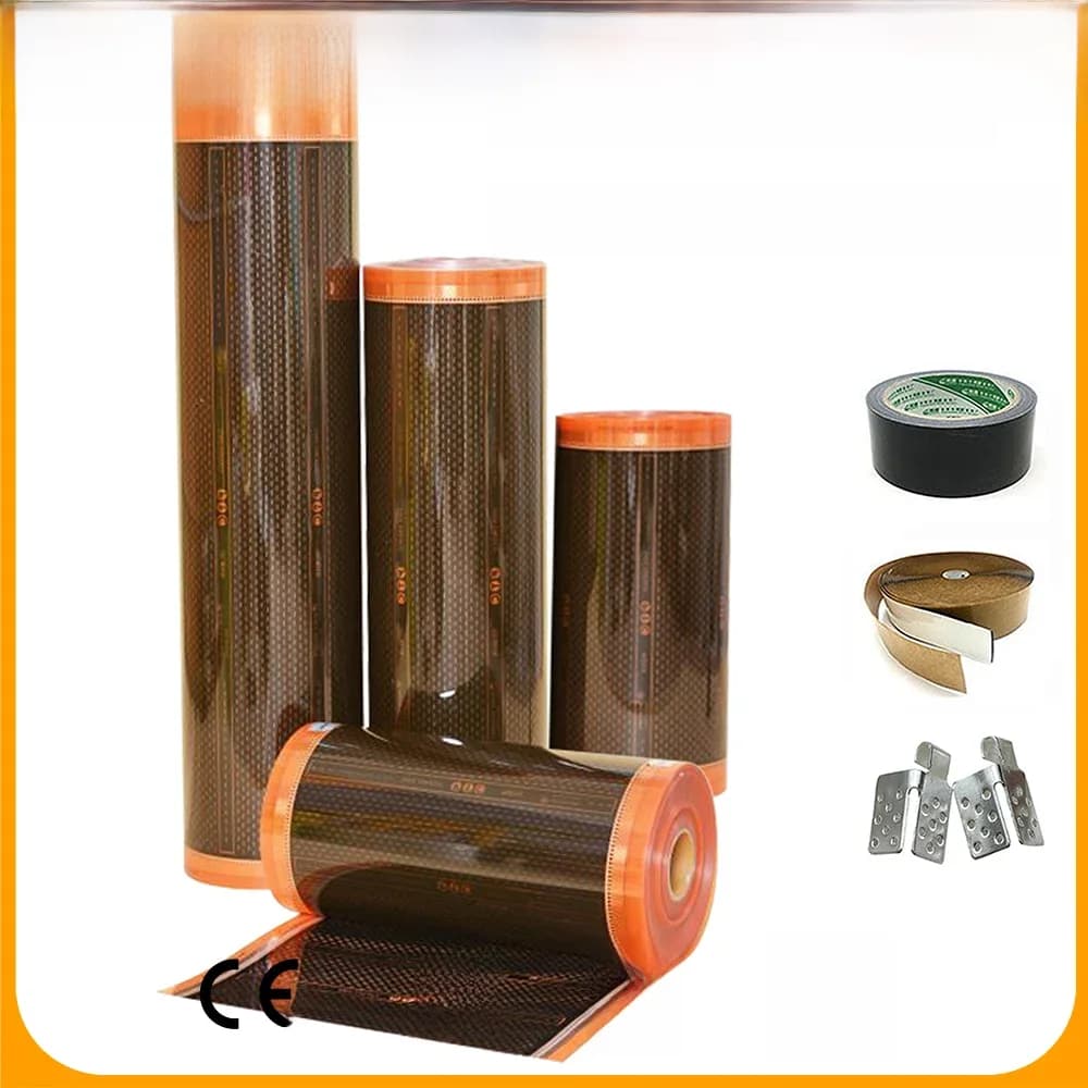 Minco Heat AC220V 220~240w/m2 New Orange Save Energy Infrared Graphene PTC Heating Film 5~50㎡ and Installation Kit