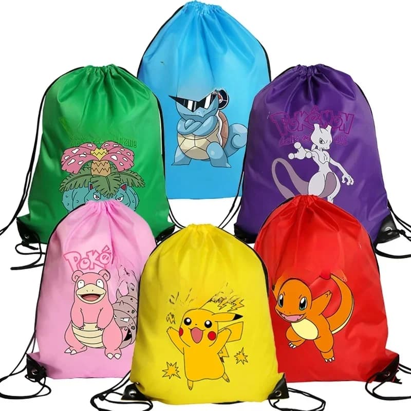 Pokemon Drawstring Bag Pikachu Polyester Storage Bag Game Anime Figure Backpackable Travel Bags Outdoor Hiking Bags Gift