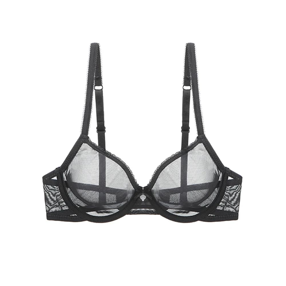 Vgplay Hollow Mesh Women Bra Sexy See Through Transparent Underwear And Panty Lace Straps Fashion Bras For Women