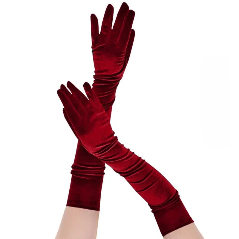 Multicolor 3 Lengths Noble Banquet Style Women Gold Velvet Long Dinner Dress Gloves Black Warm Elastic Driving Spring Autumn BK