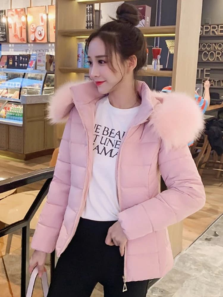 Winter Jacket New Women Parkas Fur collar Removable cap Casual Female Cotton Down Jacket High quality Short Ladies Coats