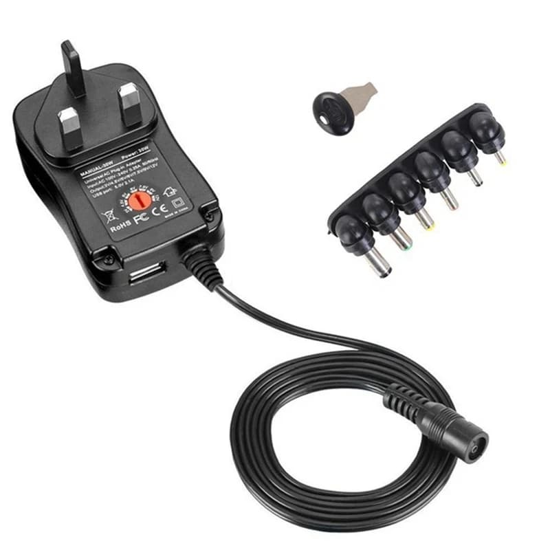 30W Universal AC/DC Adapter Adjustable Power Supply Adaptor Charger 3V 4.5V 5V 6V 7.5V 9V 12V 2.1A For LED Light Bulb Strip CCTV