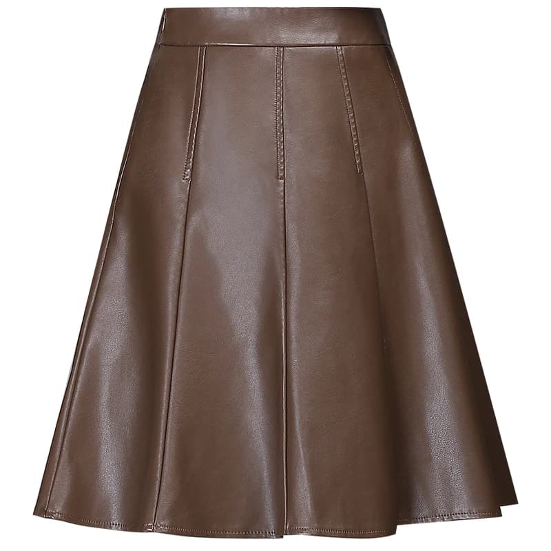 ZUZK Women Pu Leather Short Skirt Spring Autumn Lady High Waist All-Match  Skirt Elegant Office Lady A-line Skirt 3Colors