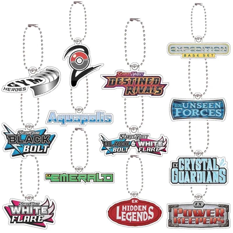Anime Pokemon Sv11 SV10 Glory of Team Rocket Neo Destiny Logo Acrylic Keychain Game Collection Card Acrylic Bag Pendant Gift