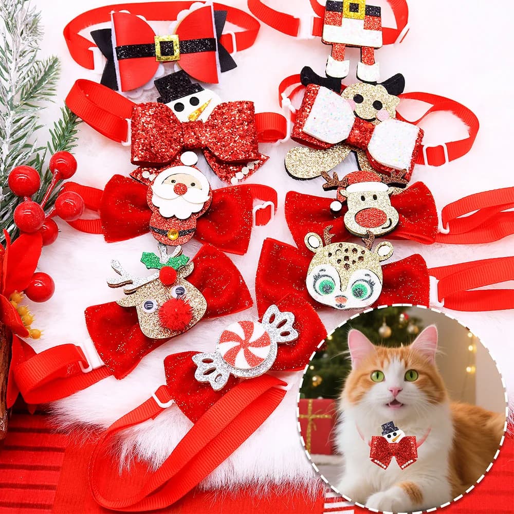 30pcs Fashion Dog Christmas Bowties Bulk Exquisite Pet Dog Bow Ties For Christmas Dogs Pets Grooming Small Dog Cat Decoration