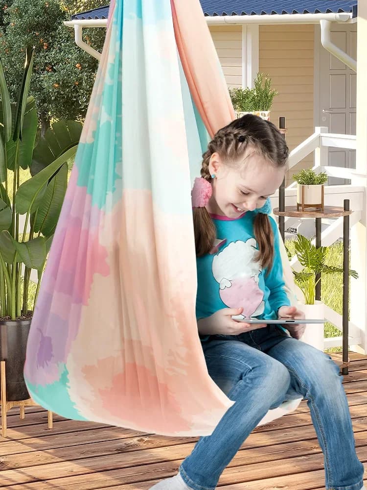 Sensory Swing Comfortable Kids Sensory Hammock Holds up to 200 lbs Indoor Cuddle Swing with 360° Swivel Hardware for Children