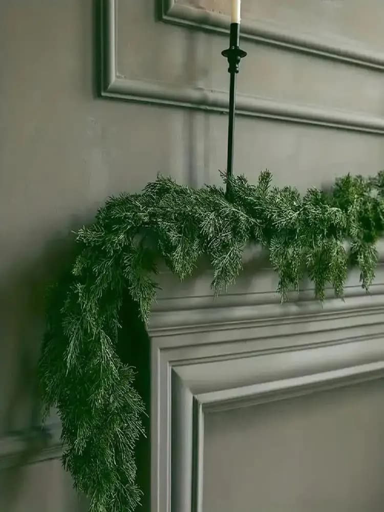 Green Artificial Pine Wreath 200cm DIY Accessories Cedar Greenery Rattan Fireplace Decoration Wall Hanging Christmas Decoration