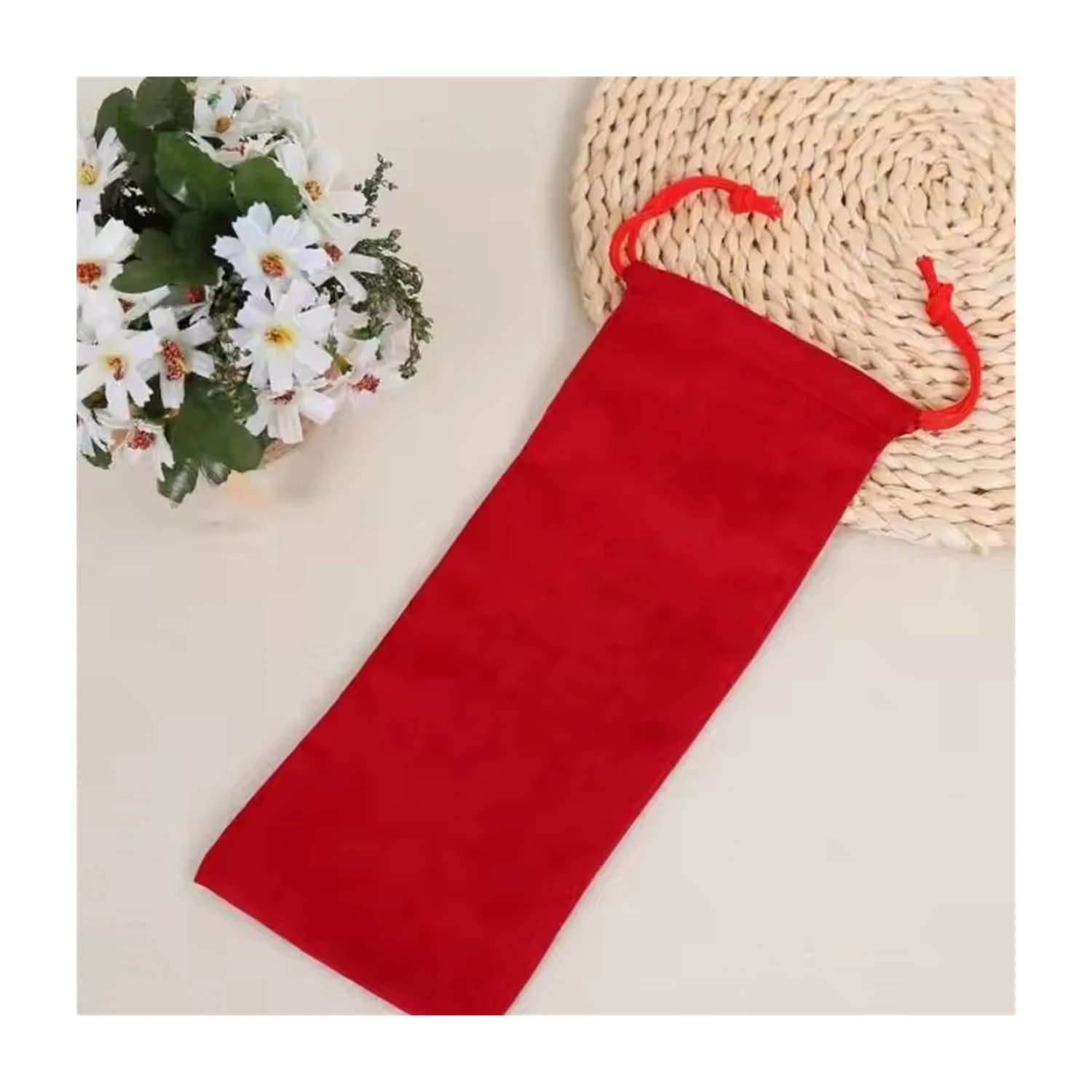 50Pcs/lot 5cmx15cm Drawstring Velvet Bag Jewelry Packing Pouches Lipstick Pen Eyeliner Eyebrow Pencil Gift Bags Can customized