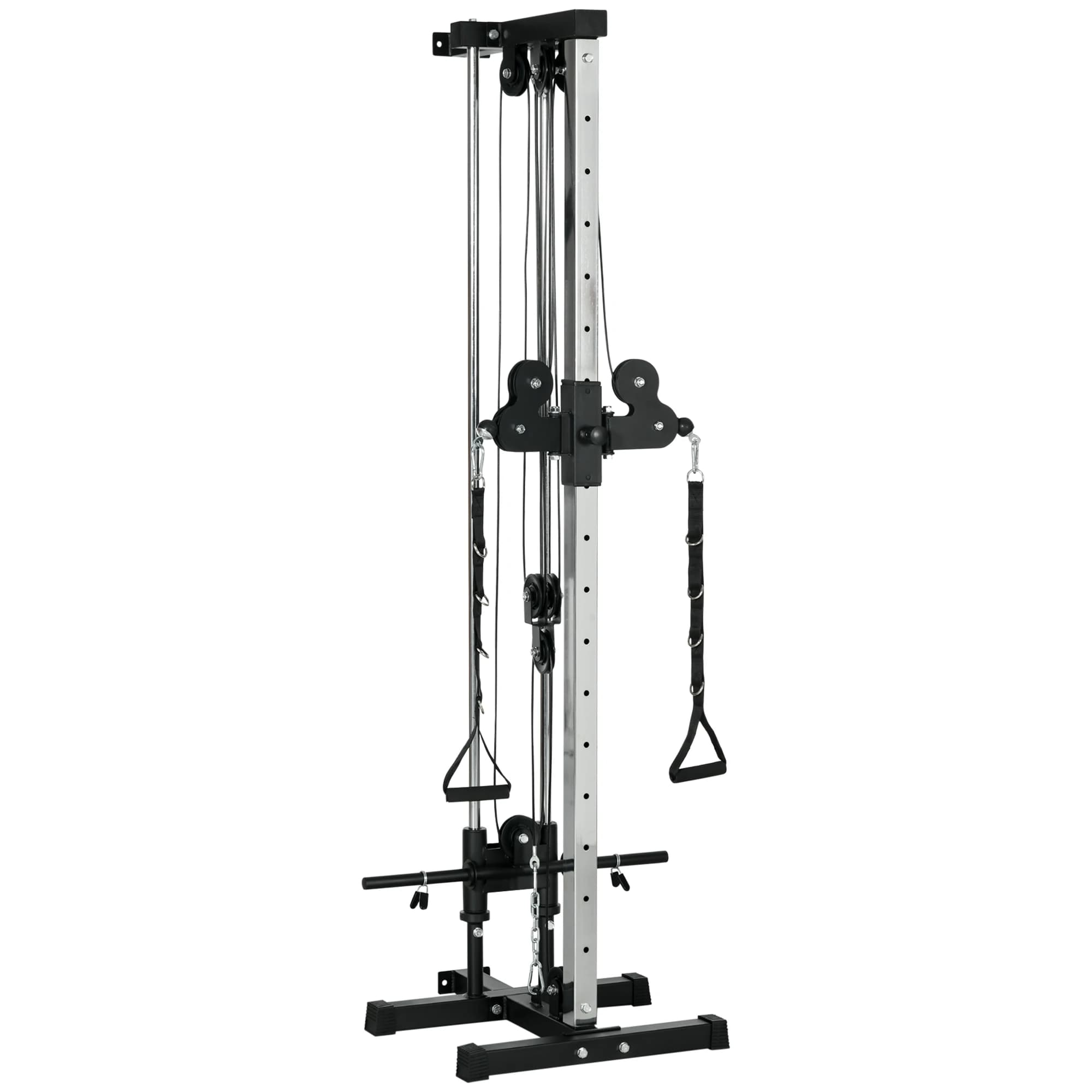 SPORTNOW Wall Mount Cable Machine, 15 Positions Adjustable Cable Crossover Machine Dual Pulley System for Home Gym