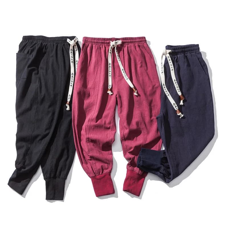 2025 New Trendy Men Harem Pants Loose Oversized Style Cotton and Linen High Quality Jogger Sweatpants Casual Male Trousers
