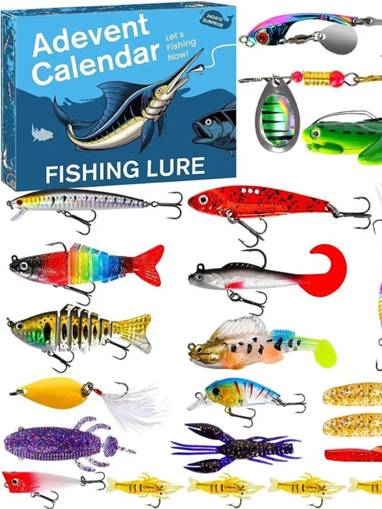 24 Days Lure Advent Calendar Fishing 2025 Advent Calendar Fishing Gifts Christmas Countdown Tackle Lures Gifts Fisherman Adult