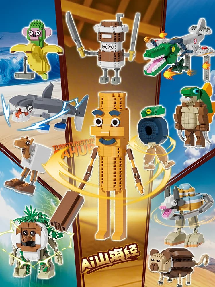 Brainrot Soundboard Building Blocks Funny tungtungtung sahur model Figure tralalero tralala Cartoon Blocks for Children Gifts
