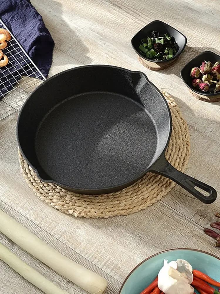 3pc Frying Pan Cast Iron Uncoated Black For Food Frying, Cooking And Stir-Frying Non-Stick Frying Pans Omelette Pan