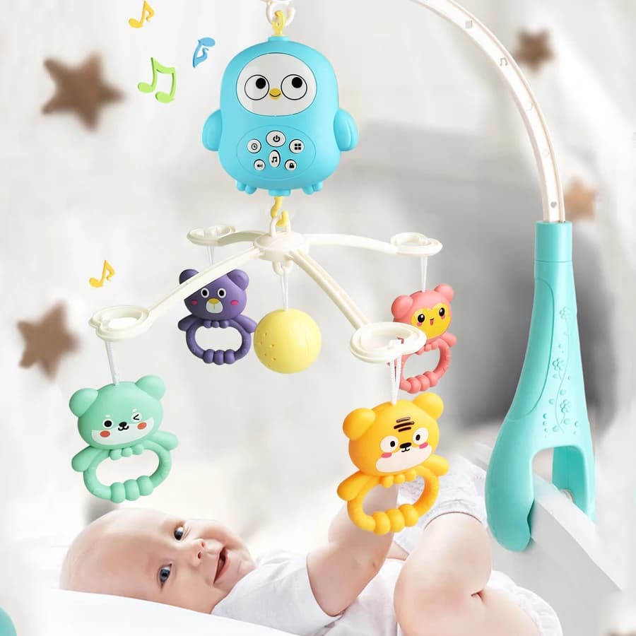 Baby Music Rotating Bed Bell Toy Cute Owl Shape Modern Baby Hanging Rattle Music Bedside Bell Toy Holiday Gift