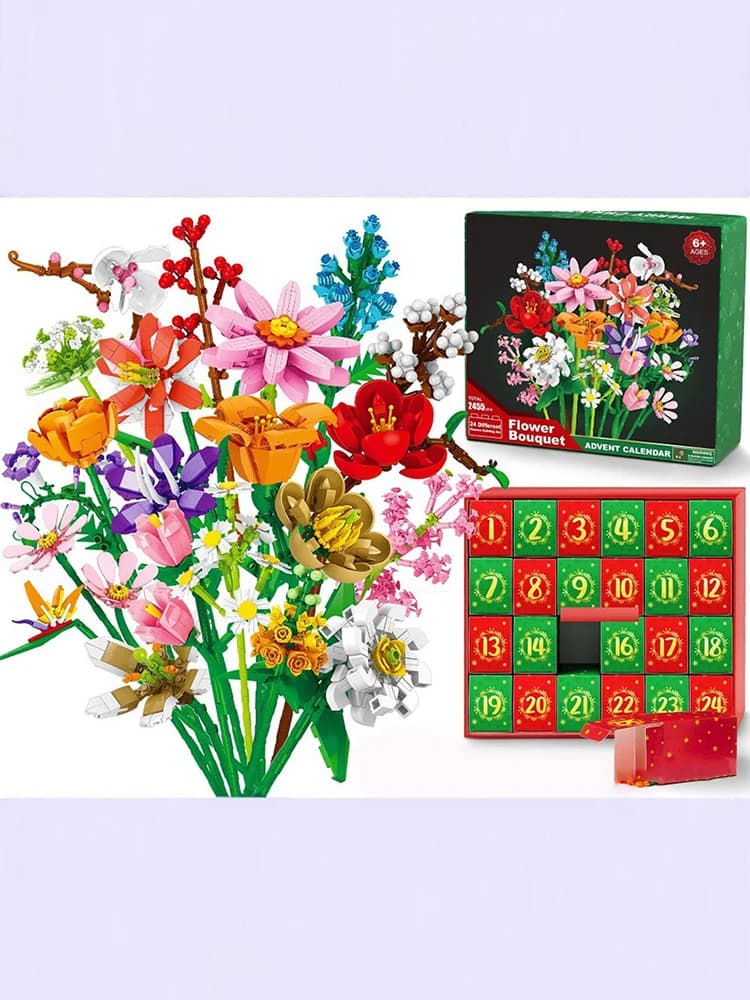 24 Days Flower Bouquet Building Blocks Christmas Advent Calendar Sunflower Countdown Advent Calendars Christmas Decoration 2025