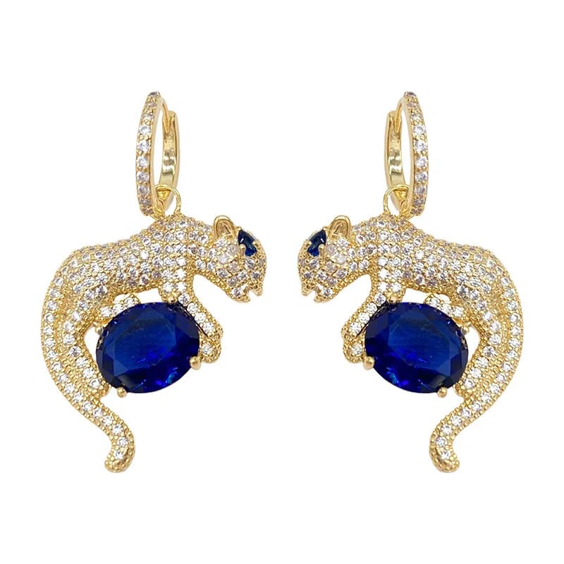 Unique Cheetah Cubic Zirconia 925 Silver Drop Earrings Luxury Ear Accessories for Women Anniversary Party Statement Jewelry Gift