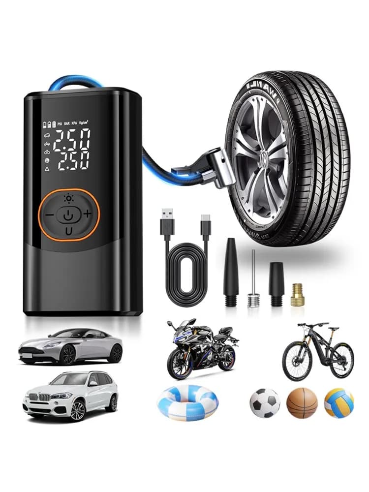 New Rechargeable Tire Inflator Electric Portable Inflator For Motorcycle Car Bicycle Air Compressor Football Ball Inflator Pump
