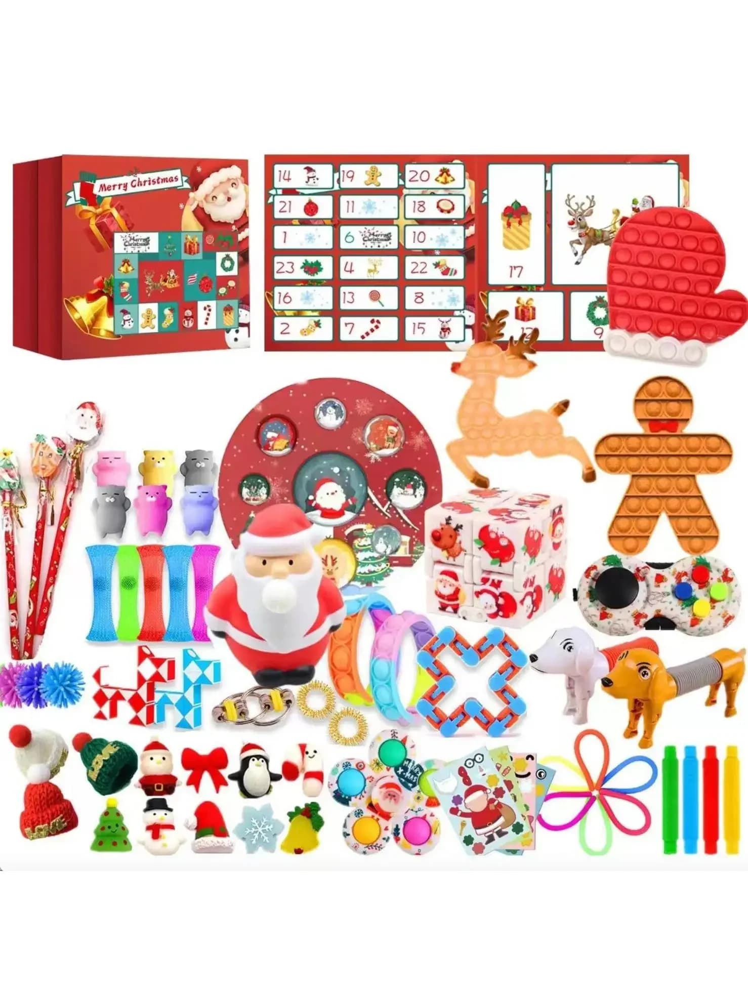 2025 Christmas Advent Calendar Figet Toys Santa Claus Countdown Calendars Surprise Box for Kids New Year Christmas Gift