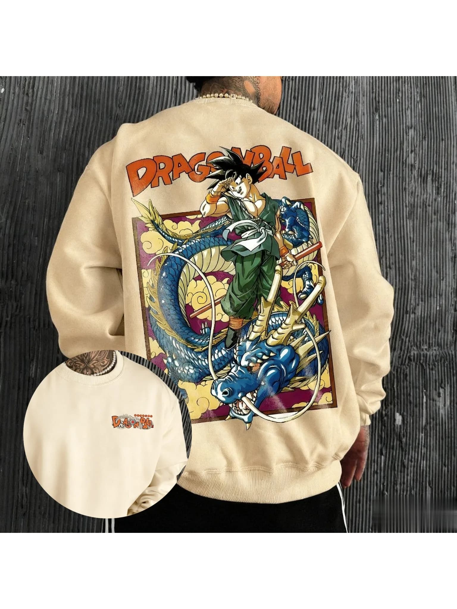 Unisex Vintage Dragon Ball Anime Print Crew Neck Sweatshirt Hoodie Men Women Autumn Oversized Casual Streetwear Pullover Tops
