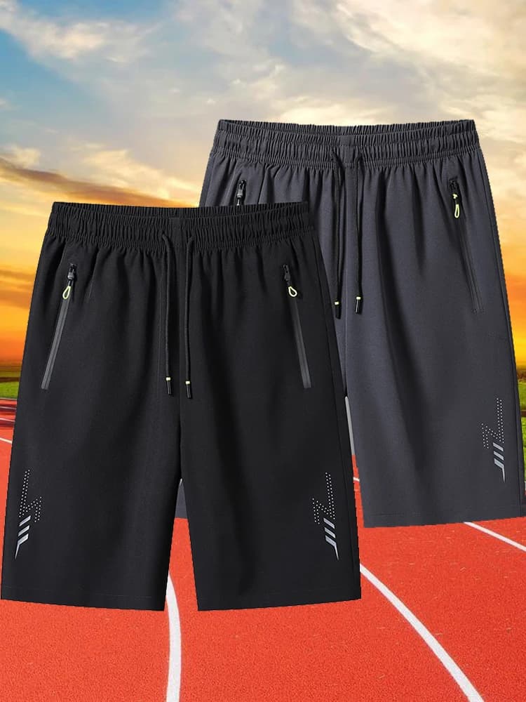 Summer Men's Shorts Cool Sportswear Running Sport Shorts Casual Bottoms Gym Fitness Training Jogging Short Pants Men Black Gray