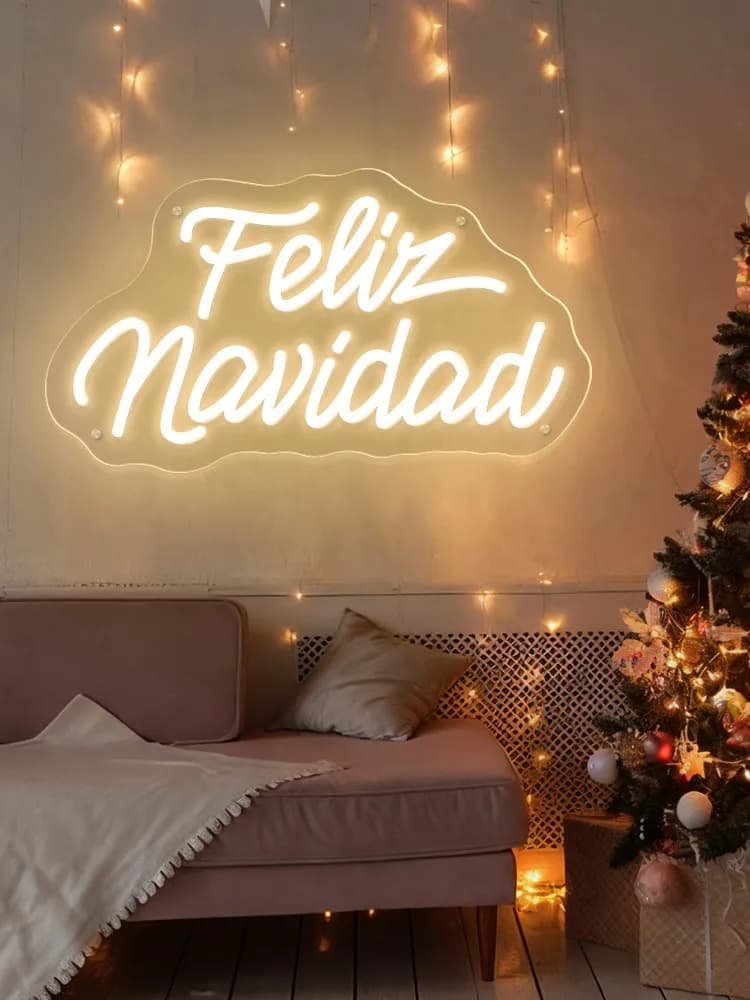 Feliz Navidad Neon Led Sign Spanish Merry Christmas Neon Lights for Kids Bedroom Christmas Decoration Party Bar Wall Decor Signs