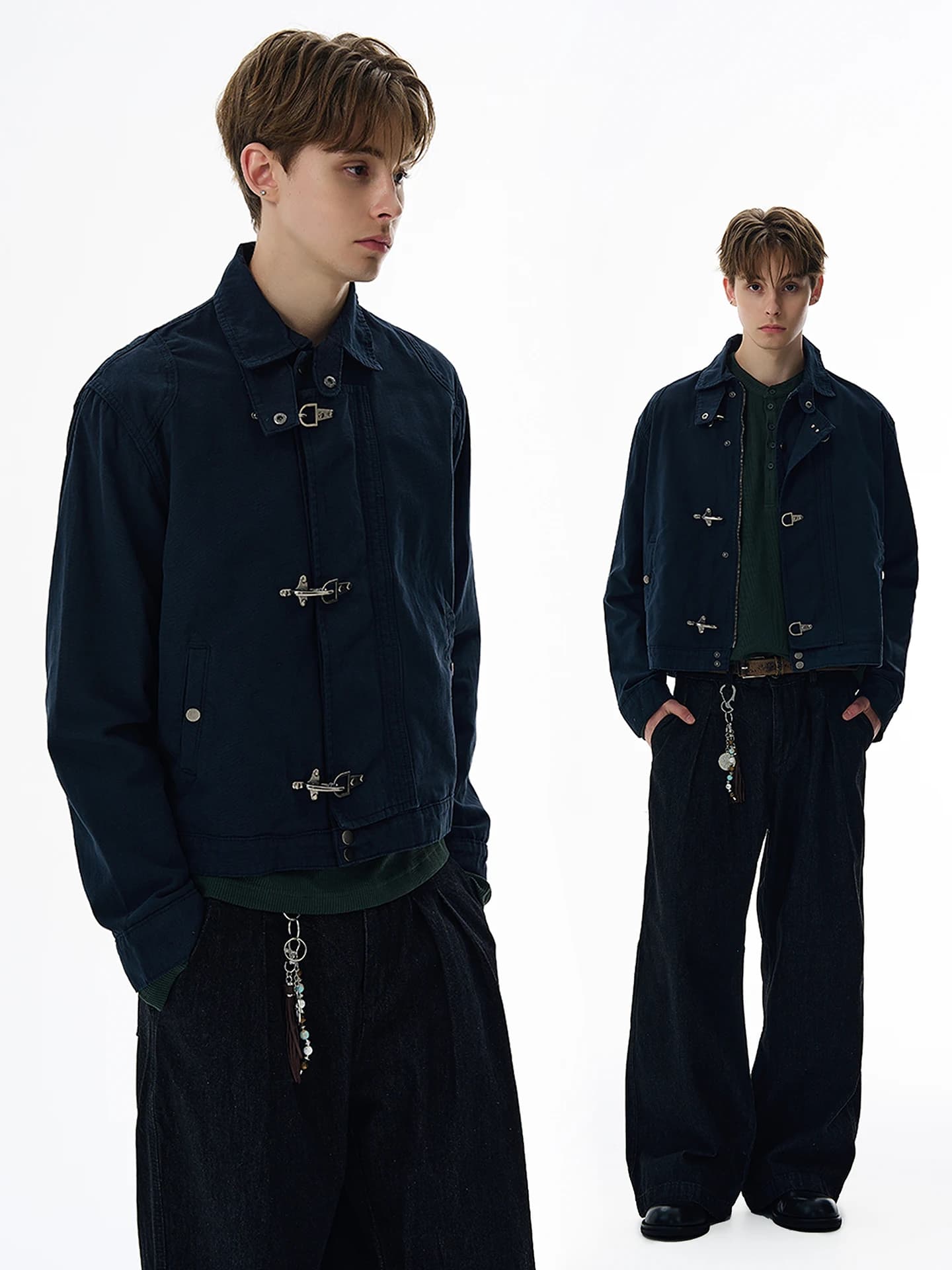 Y2k American Harajuku Retro Black Gothic High Street Aircraft Button Jacket Men And Women Korean Fashion Vintage Casual Jacket