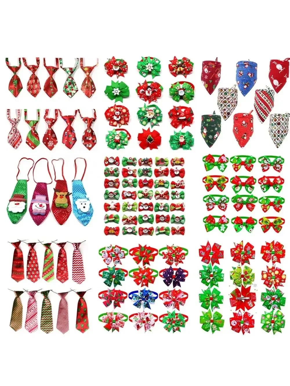 50pcs Christmas Dog Bows Pet Cat Dog Pet Bow Tie Bandana Christmas Small Dog Grooming Accessories Large Dog Holiday Supplies