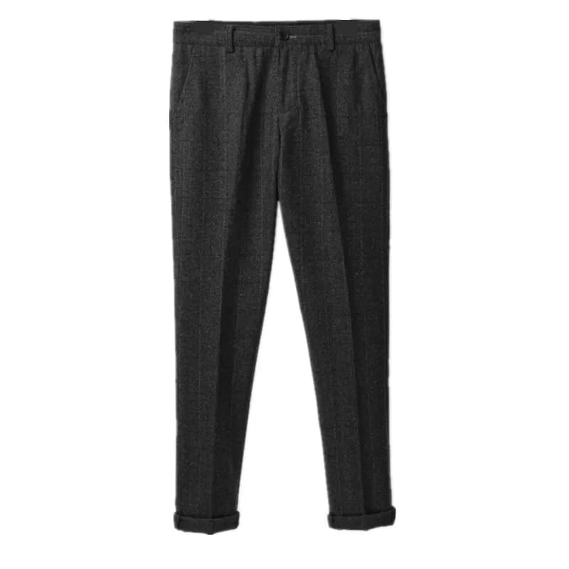Retro British Wool Herringbone Casual Pants for Men, Thick Loose Plaid Pants for Autumn and Winter, Large Size Woolen Pants