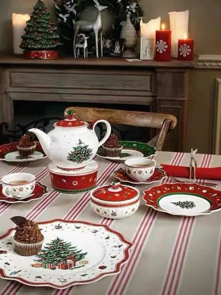 German V Bao Tableware Christmas Biscuits Plate Dish Rectangular Mug Plate Salad Dish Dessert Plate Fruit Holder