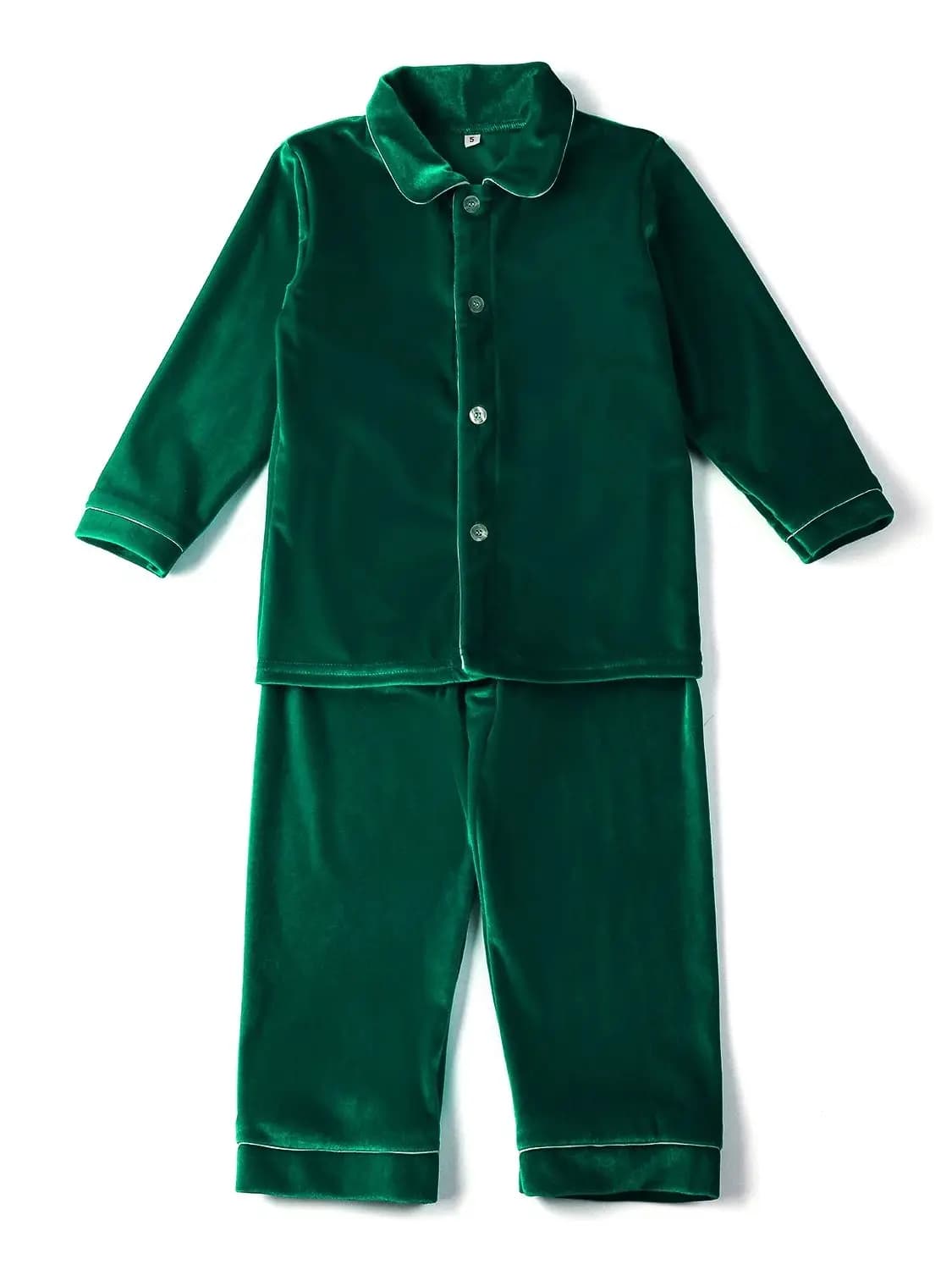 Mudbala Velvet Two Piece Pant set Kids Boys Green Christmas Pyjamas Classic Infant Baby Pajamas Set