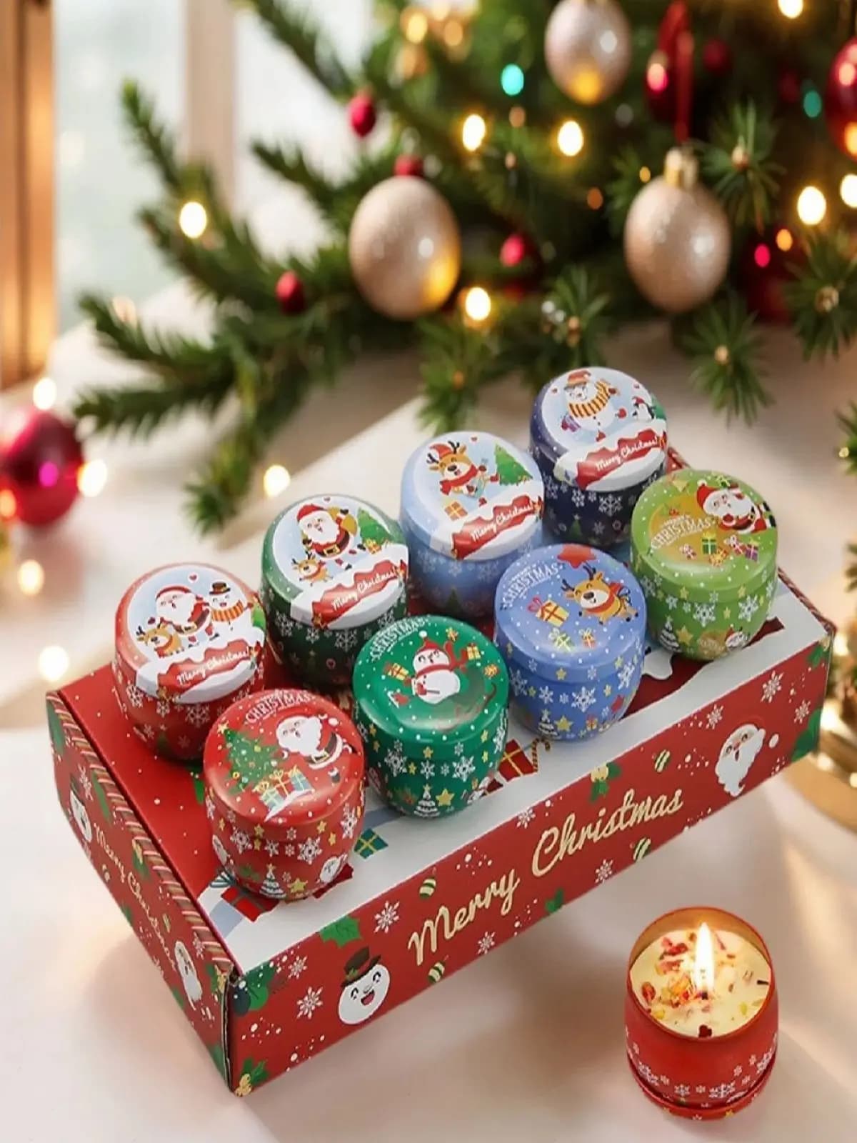 Christmas Aromatherapy Candles Santa Claus Snowmen Tin Cans Candle Christmas Decoration For Home Xmas New Year 2025 Navidad