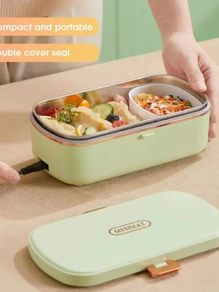 Electric Lunch Box Portable Food Warmer Water Free Bento Box Stainless Steel Food Warmer Office Food Lunch Box Electric Heater