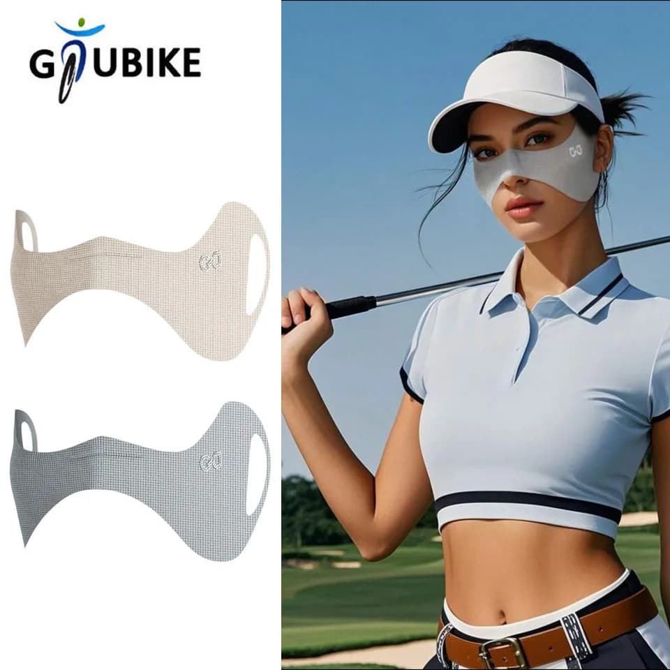 GTUBIKE Breathable Elastic Ice Silk Mask UV Protection Sunscreen Veil Golf Face Mask Solid Color Thin Sunscreen Eye Patches