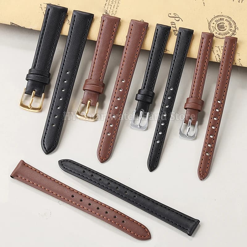 8mm 10mm 12mm 14mm 16mm 18mm 20mm 22mm 24mm PU Leather Watch Strap for Smartwatch Universal Bracelet Ultra Thin Soft Wrist Band