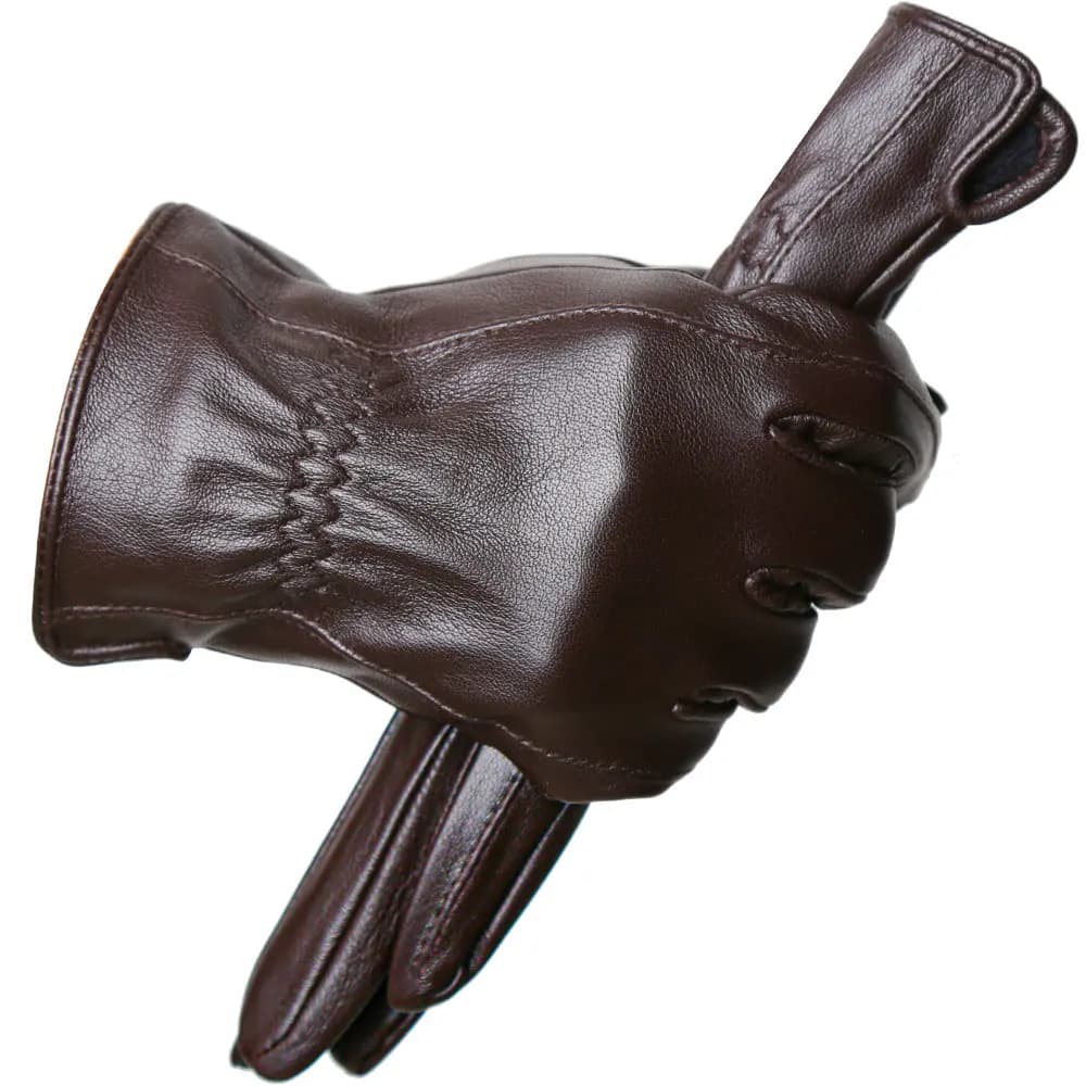 men's sheepskin gloves winter warm plus velvet short thin driving color leather gloves new high-end Winter gloves for men -8025Y