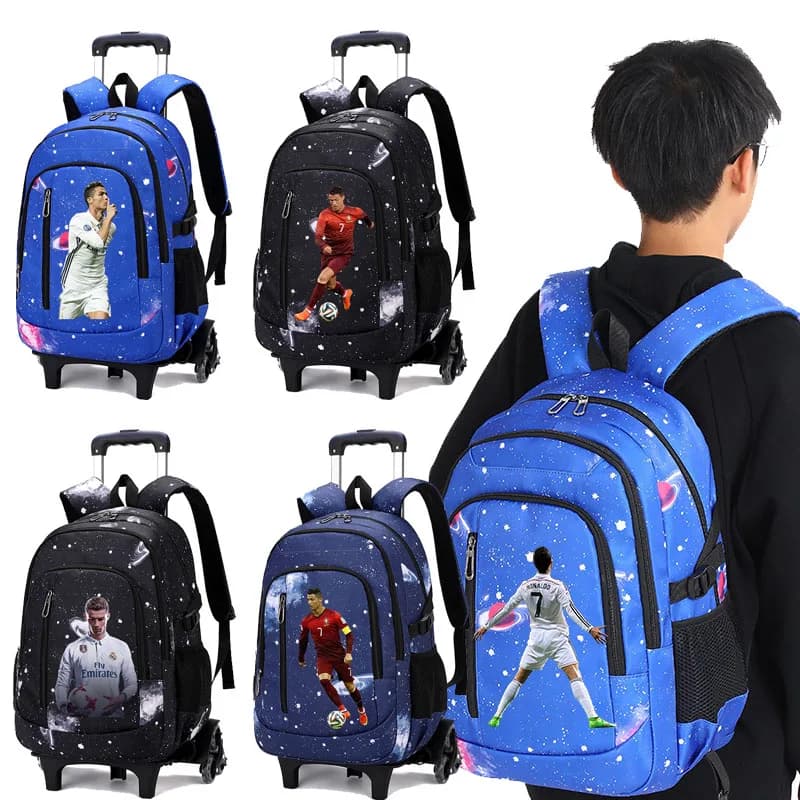 CR7 Ronaldo 2 in 1 Trolley Backpack Starry Sky Bag Large Capacity Waterproof Laptop Can Climb Stair  Back To School Bag