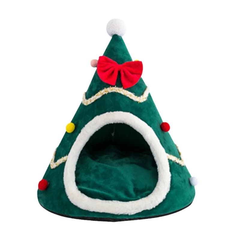 2024 Christmas Tree Pet Nest Winter Cat House Teddy Pet Bed Semi Enclosed Cat Hole Tent Suitable for Medium and Large Sized Pets