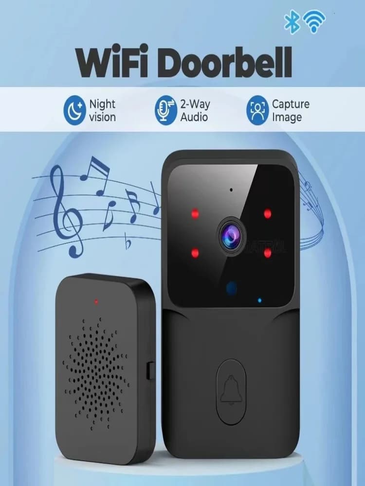 HD WiFi Video Doorbell Low Power Rechargeable Night Vision Smart Security Door Bell 1‑to‑1 Home Intercom