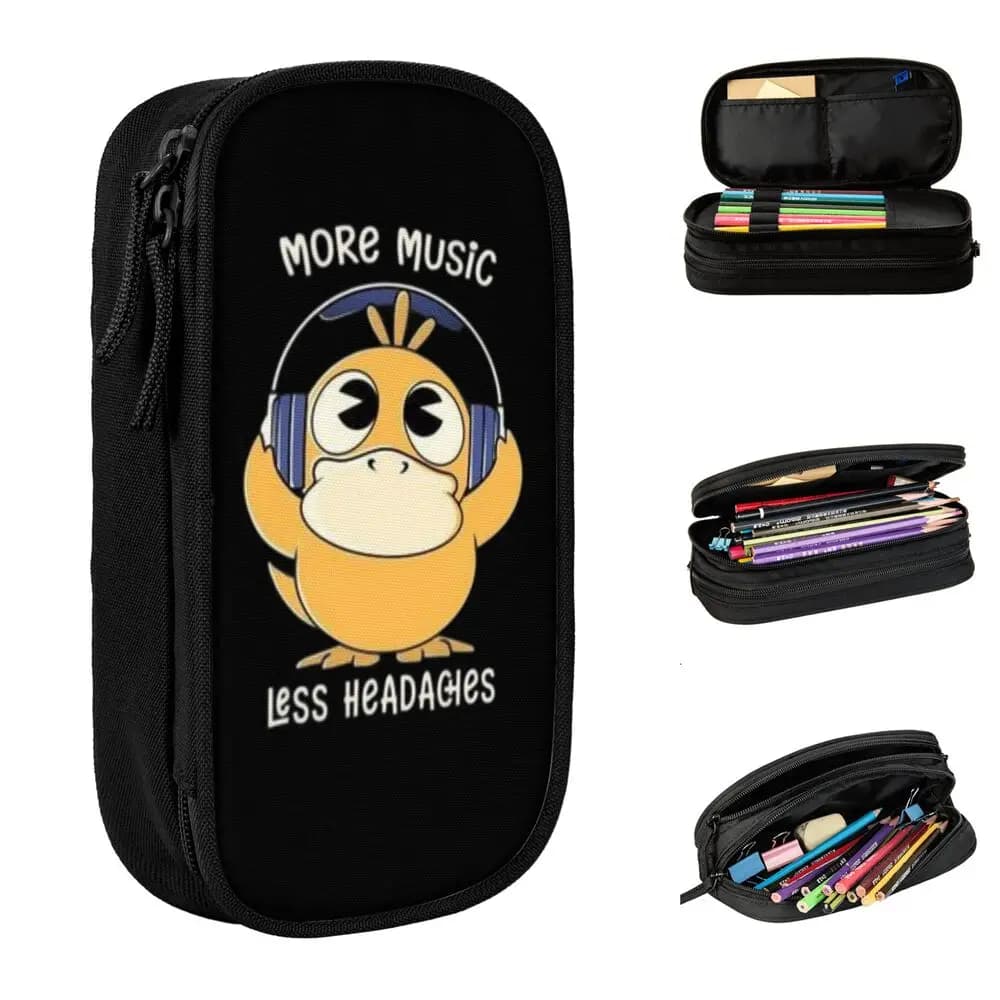 Cute Manga 
 Psyduck Pencil Cases Pokemoned Pencil Box Pen Holder for Student Big Capacity Bags Students School Gifts Stationery