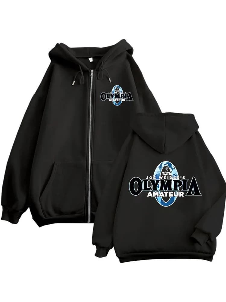 Olympia Fitness Gym Merch Zip Up Hoodies High Quality Fashion Long Sleeve Zipper Sweatshirts Men Women Casual Loose Pullovers