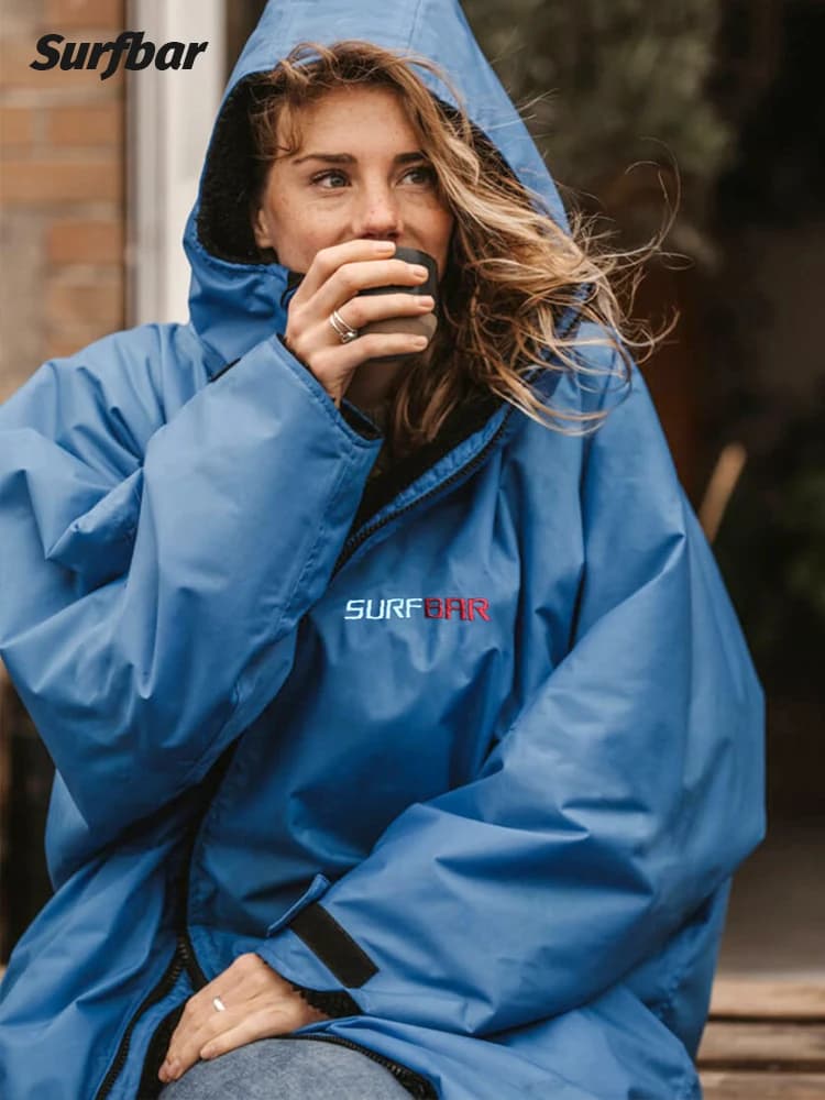 Surf Changing Robe Jacket Coat Quick Drying Jacket Weatherproof Cloak Outwear Surf Changing Robe Jacket Swim Parka Windbreaker