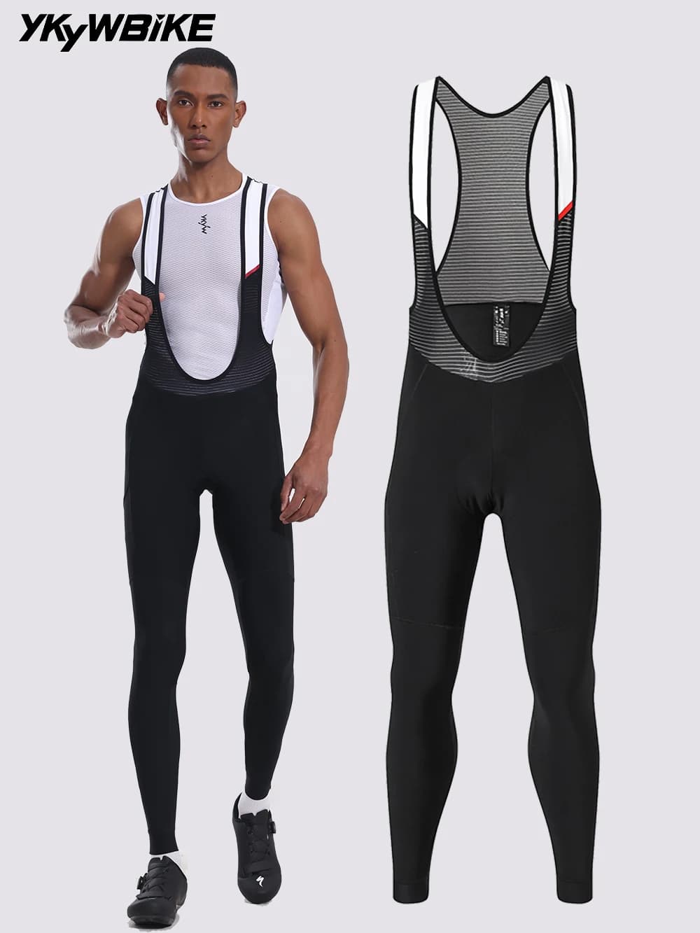 YKYWBIKE Men Winter Fleece-lined Cycling Long Pants Autumn Windproof Thermal Cycling Tights Reflective Breathable Trousers 5-15℃