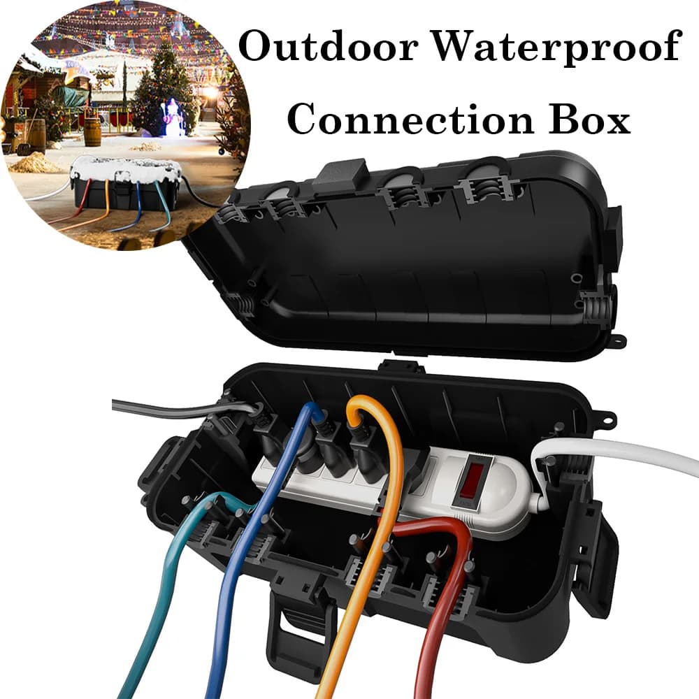 Medium Waterproof Outdoor Electrical Box (11.5x5.2x4 inch) IP54 Extension Cord Cover for Power Strip, Timer, Plug, Holiday Light