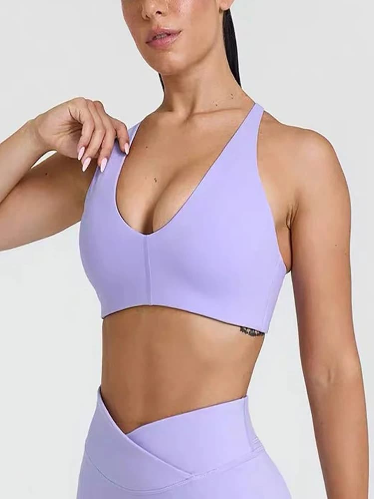New Yoga Shock-Asorbing Cross-Shaped Beautiful Back Strappy Vest For Women Chest-Padded High-Elastic Breathable And Quick-Dryin