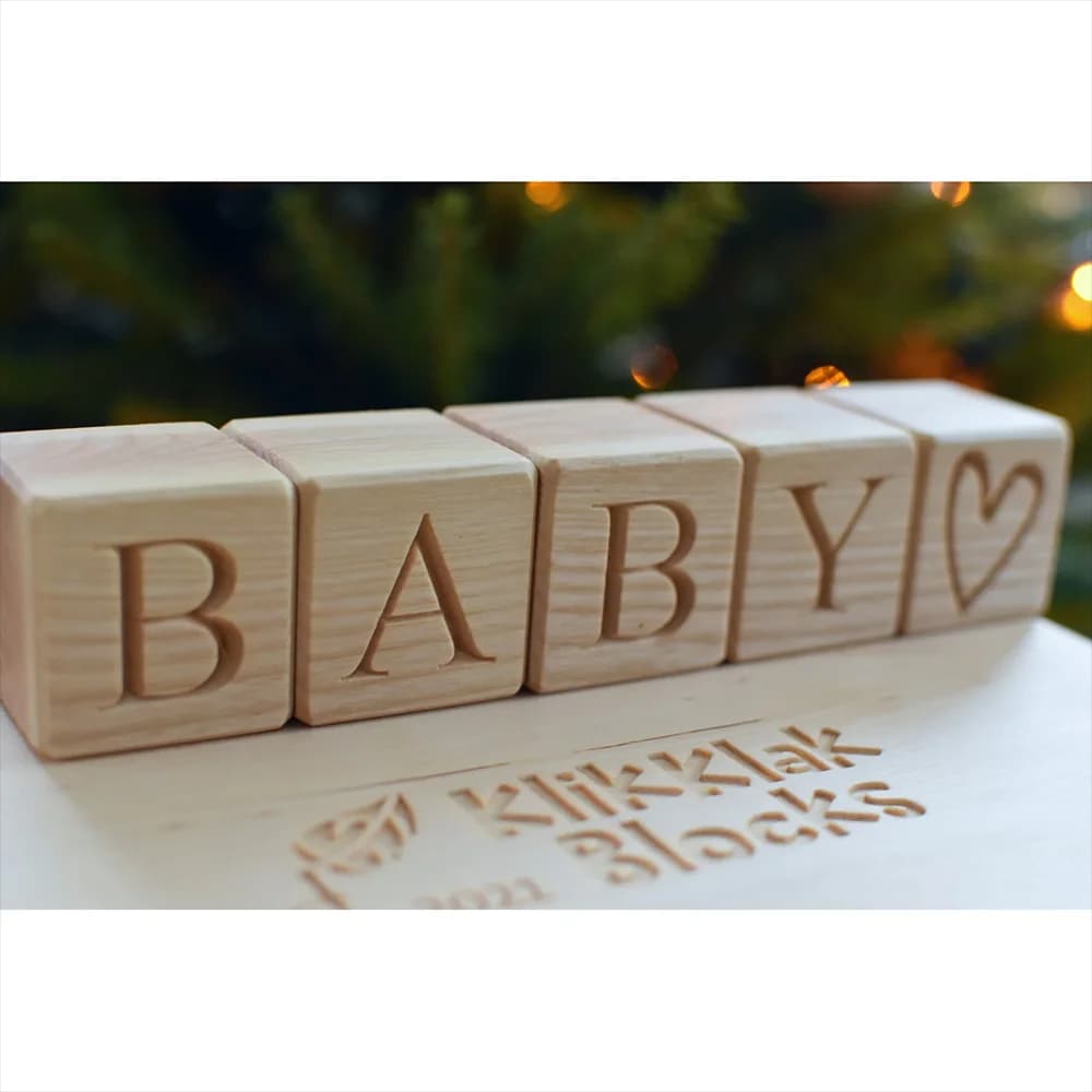 5Pcs Baby Wood Blocks Birthday Baby Shower Kids Gift Wood Alphabet Letter Building Block Nursery Party Room Decor Newborn Favors